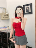 927# Summer New Pure Desire Diamond Chain Hanging Neck Vest Wearing A Niche Sexy All-In-One With Chest Cushions Thin
