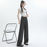 Suit Pants Women's Spring And Autumn Thin High Waist-Hanging Casual Gray Summer Narrow Version Of Drag Straight Broad Leg Sunscreen Pants