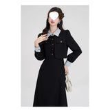 2025 Spring And Autumn New College Wind Formal Occasion Teaching Interview Fake Two Splicing Colliding Color Polo Dress