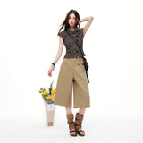 26 Years Of Summer Solid Color Hanging Feeling Loose Casual Seven-Point Trousers Women's Broad Legs Summer Thin Broad-Legged Trousers