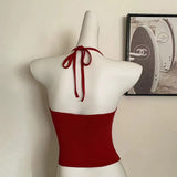700# People Cotton Babes High-End Wooden Ear Design Hanging Neck On The Back Of The Woman With Breast Pad Lazy Sling Vest