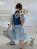 Korean Version Of The College Wind Denim Sling Vest Design Sense Niche Wearing Shirt Dress Two Sets Of Women's Summer