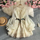 Apricot Sweet Dress Woman 2025 Spring And Autumn New French Style With Small Man Temperament Doll Bottom Skirt
