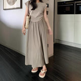 Folded Long Skirt Women Summer 2026 New Retro High-Rise Thin Tight Waist A-Shaped Skirt Umbrella Skirt