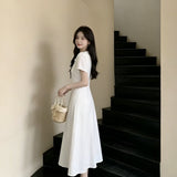 French First Love Doll Collar Giant Good-Looking Dress Women Summer College Style Gentle White Short-Sleeved Temperament Long Dress