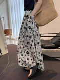 High-Waisted Floral Half-Dress Station 2025 Summer New Chic Korean Loose High-Waist Leisure Long Skirt