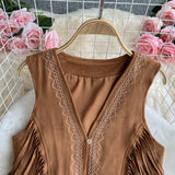 2025 Vintage Hottie-Style Vest Coat Women's Summer Embroidery Tuxedo Design With A Sense Of Light Luxury Blouse Tide