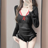 Special 2026 New Fake Two-Piece Set Of Long Sleeves Pure Desire To Protect The Sunscreen Skinny Swimsuit