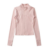 Double-Sided Deyvel Half-High-Necked Bottoming Shirt For Women's Autumn And Winter Hottie To Keep Warm Long-Sleeved Yoga Tops