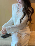 White Transparent Glid Blouse Small Incense Blouse Thin Breathable Short Cardigan