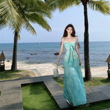 Holiday-Style Print Sling Dress Women's New Sexy Temperament Beach Dress