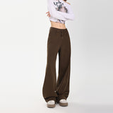 Vintage Autumn And Winter Main Push A Rich Coffee Brick Red Light Khaki Brown Trousers & Lengthen