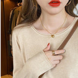 White Knitted Women's Spring And Autumn Bottoming Suit With A New Thin Top In The Early Autumn Of 2025 Autumn And Winter Sweater