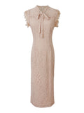 Love And Spirit Temperament To Accept Waist Of Female Lace Dress Female Flying Sleeve Famous Commuting Long Temperament Commuting
