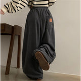 Korean Version Of Loose Waist Casual Retro Wind Breeze Velvet Loose Casual Trousers Women's Pocket Languid Languid Trousers