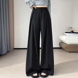 25 Autumn And Winter New High-Rise Gray Suit Pants High Waist Pressure Folds Thin And Narrow Version Of Broad Leg Pants Straight Casual Trousers Women