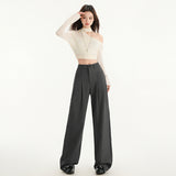 High-Grade Gray Suit Pants Women's Spring And Summer Hanging Pants 2025 New Small Straight Trousers Narrow Version Of Broad-Legged Trousers
