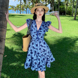 2025 French Niche Design Sense Small Zou Daisiness Flower Hollow Waist Thin Dress Woman