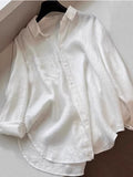 Old Money Style White Linen Cotton Shirt Women Summer Leisure Free Long Sleeves Thin Sunscreen Shirt