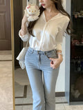 Lusi The Same ¶ÐÃæ Acetic White Shirt Female Thin Long-Sleeved Shirt Spring And Autumn