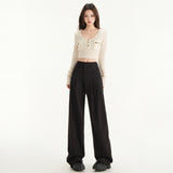 High-Grade Gray Suit Pants Women's Spring And Summer Hanging Pants 2025 New Small Straight Trousers Narrow Version Of Broad-Legged Trousers