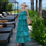 2025 Summer Gentle Temperament Lotus Leaf Side Cake Skirt Hanging Dress Female Sanya Holiday Dress