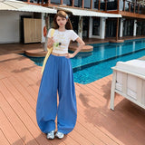 YC& High-Waist Loose Broad Leg Trousers Loose Waist Cutter Spring And Summer Casual Pants Women Summer Thin