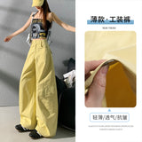 5744 Design Sense Retro Babes Scissors Trousers Set Thin Multi-Pocket Broad-Legged Workwear Casual Pants Regular