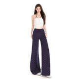 Wave Point Printing Atmosphere Feel Micro-Speaker Women Spring And Summer New High Waist Thin Lazy Leisure Horn Trousers