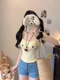 10117 #Summer Cute Slimming Bottom Blouse Kt Cat Soft Sister Sling Vest Sexy Short Girl