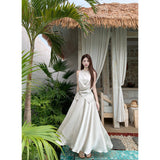 French Temperament Niche Irregular Cross-Summer Vertebry Vest Swing Skirt 2026 Summer New Fashion Suit