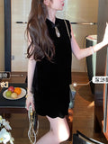 New Chinese High-End Simulation Silk Velvet Lace Vest Lace Skirt Lace Skirt Thin Suit Woman