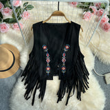 Vintage Bohemian Vest Women's Summer Tuxedo Embroidery Design Small Chic Light Luxury Blouse Tide