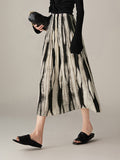2025 Spring New Fashion High-Waist Thin Three House Folds Print A-Word Skirt Girl Tight Waist