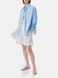 [Spring Day Sweet Tea] Striped Long Sleeve Pink Shirt Woman 26 Spring And Summer Design Senses Slack Tie