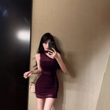 Temperament Sexy Luminous Squint Mesh Yarn Hottie Ribbon With Slanted Shoulders Delicate Dress Summer New Splicing