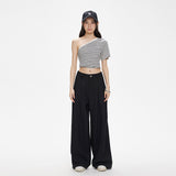 2026 Autumn Languid Wind Wide Leg Pants Women Loose Fall Feeling Folding Casual Straight Trousers Women