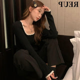 Vintage Impact Bottom Knitted Shirt Women's Autumn And Winter 2025 New French Temperament Slimming Inside Long-Sleeved Top