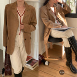 Autumn And Winter Korean Version Of The Fashionable French Retro Millard Leather Velvet Loose Casual Blazer 2 Colors