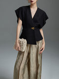 French Cool Chute Hyssium High-End Shirt Women's 2025 Summer New Asymmetrical Suit Vest Top