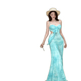 Holiday-Style Print Sling Dress Women's New Sexy Temperament Beach Dress