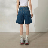 YC&3 Color Retro High-Waisted Loose Four-Pointed Broad-Legged Trousers Summer Straight Shorts Jeans Woman
