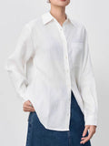 100 Imported Linen White Lady Shirt Slack High-End Feeling Loose Long-Sleeved Shirt Spring Top