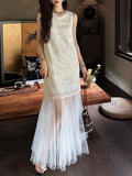 Picking Up The New Chinese Style Of The New Chinese Style Dye Nail Embroidered Dress 2025 New Summer Beautiful Long Yarn Skirt