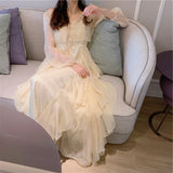 New French First Love Orange Fairy Dress Super Fairy Show Thin Slings Long-Sleeved Dress Two Sets Of Women's Clothing
