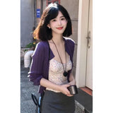 Sweet And Spicy Slender Sling Vest + Purple Knitted Cardigan 2026 Spring And Summer New Repair Short External Set