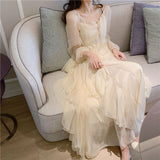 New French First Love Orange Fairy Dress Super Fairy Show Thin Slings Long-Sleeved Dress Two Sets Of Women's Clothing