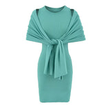 Pure Desire Sister Style High-End Temperament Suit Sleeveless Collar Vest Dress Women's Summer Shawl Dress Two Sets