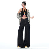 Black Gold Cowboy 2025 New High- Waist Vintage Fashion Loose Broad Legged Trousers Black Gold Nine