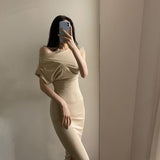 Pure Babes Skirt Open Forked Bag Hip Repair Body Waist Folds Sexy Dating Dress Little Mother Repair Small Black Dress